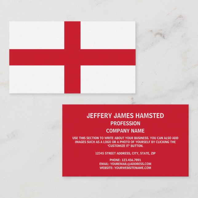 English Flag, Flag of England Business Card (Front/Back)
