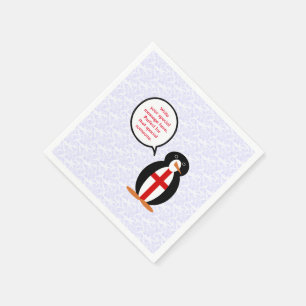 English Flag Holiday Ms. Penguin Talking Napkin