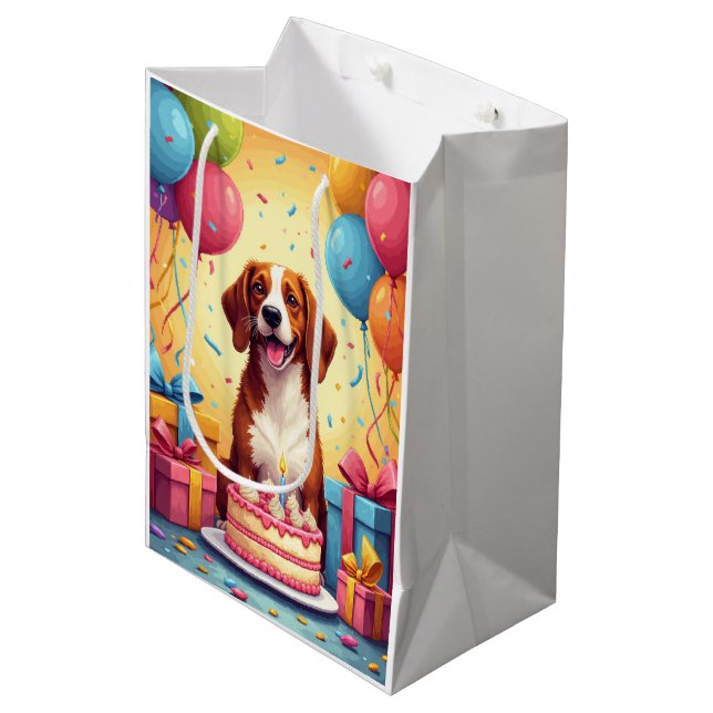 English Foxhound Birthday Celebration Medium Gift Bag (Front Angled)