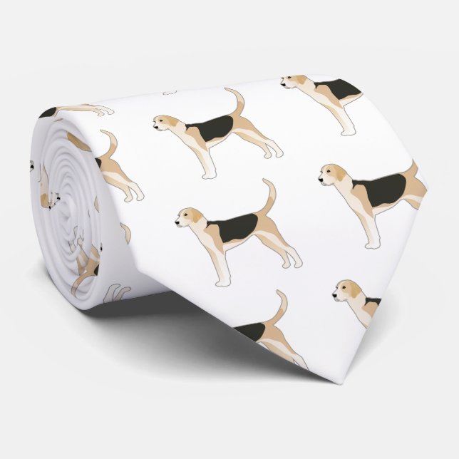 English Foxhound Dog Breed Illustration Tie (Rolled)