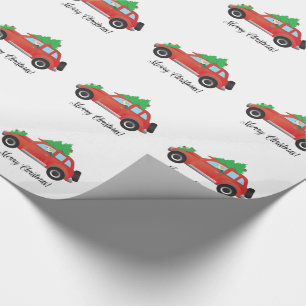 English Foxhound Dog Driving a Car -Christmas Tree Wrapping Paper