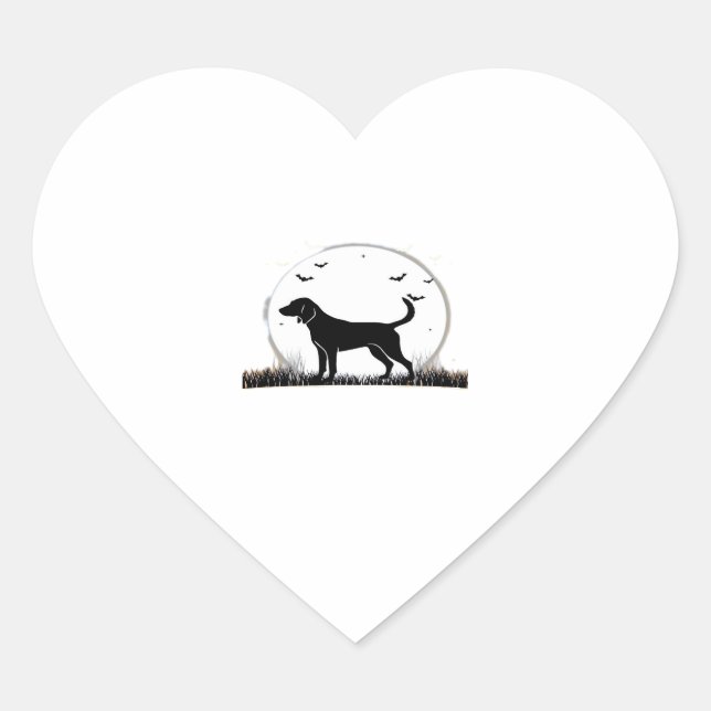English Foxhound Dog � Halloween Moon Silhouette C Heart Sticker (Front)