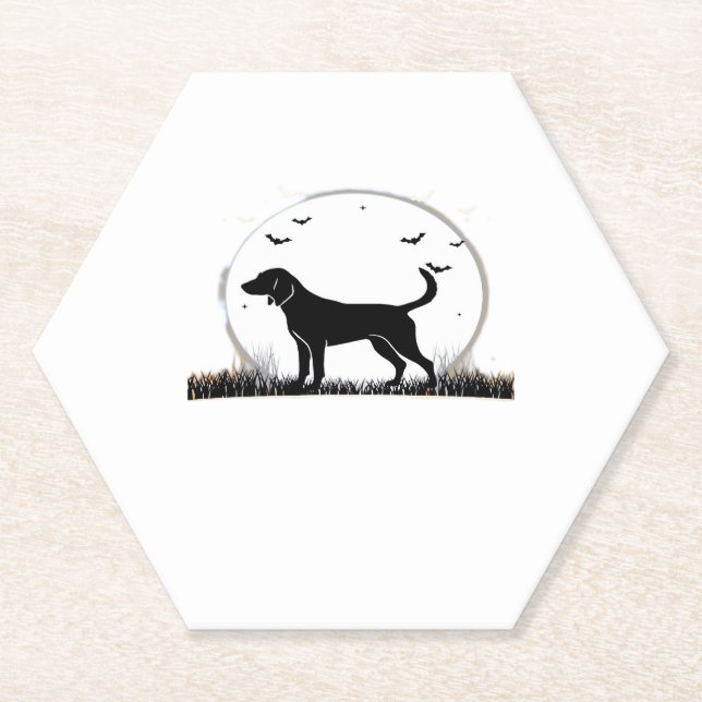 English Foxhound Dog � Halloween Moon Silhouette C Paper Coaster (Front)