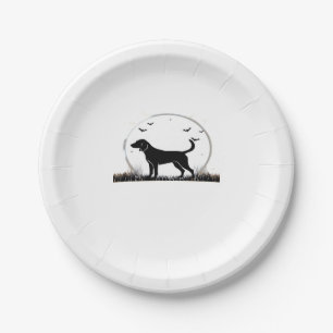 English Foxhound Dog � Halloween Moon Silhouette C Paper Plate