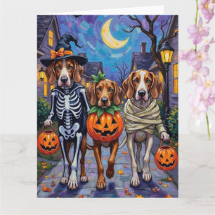 English Foxhound Dogs Trick-or-Treating Halloween Card