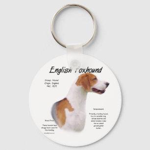 English Foxhound History Design Key Ring