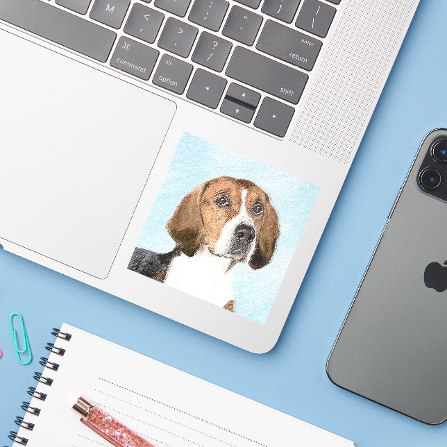 English Foxhound Painting - Cute Original Dog Art (Laptop w/ iPhone)