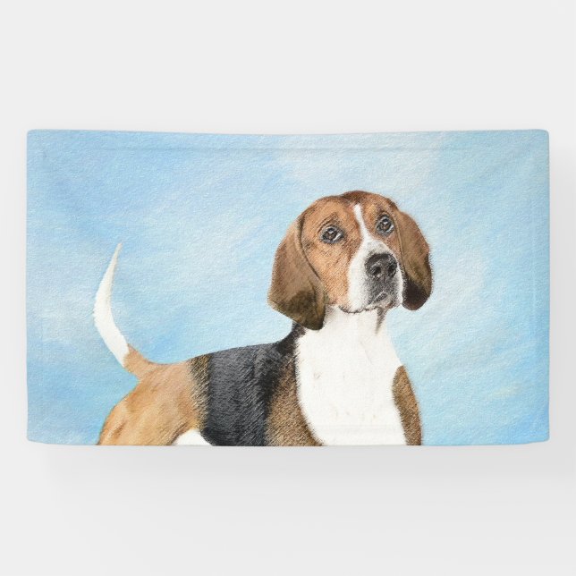 English Foxhound Painting - Cute Original Dog Art Banner (Horizontal)