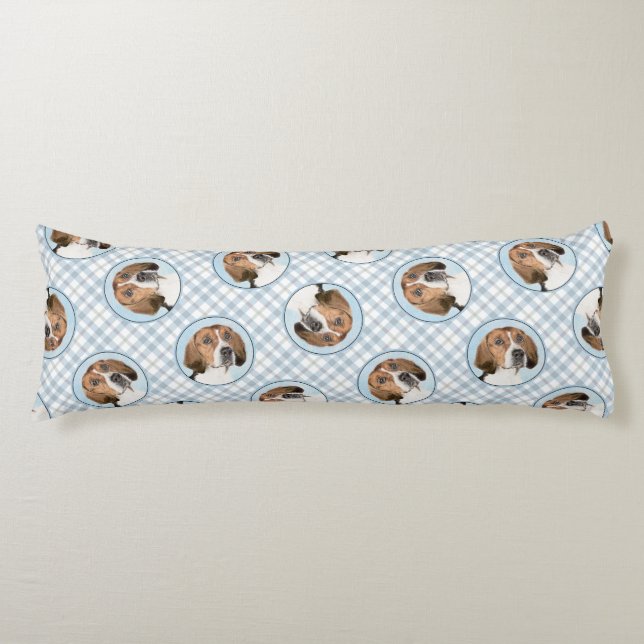 English Foxhound Painting Cute Original Dog Art Body Cushion (Front)