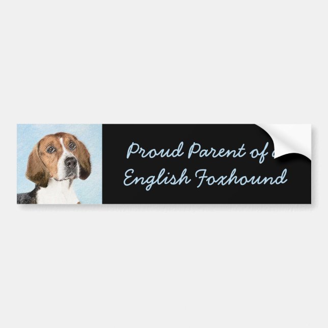 English Foxhound Painting - Cute Original Dog Art Bumper Sticker (Front)
