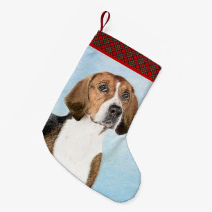 English Foxhound Painting - Cute Original Dog Art Small Christmas Stocking