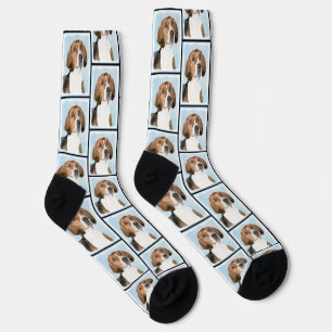 English Foxhound Painting Cute Original Dog Art Socks