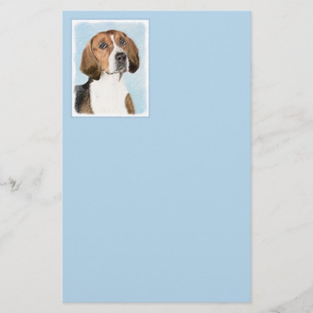 English Foxhound Painting - Cute Original Dog Art Stationery (Front)