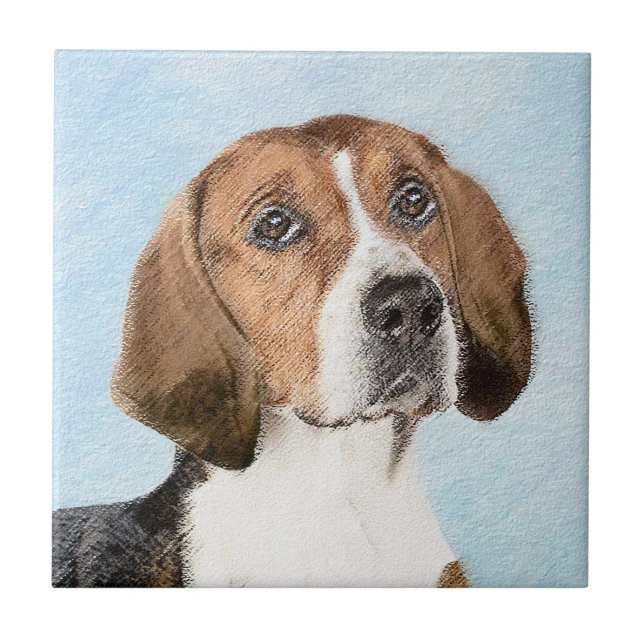 English Foxhound Painting - Cute Original Dog Art Tile (Front)