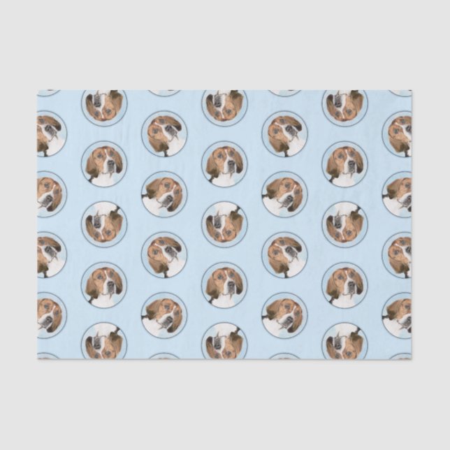 English Foxhound Painting Cute Original Dog Art Tissue Paper (Front)