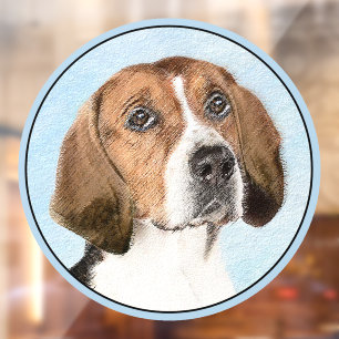 English Foxhound Painting - Cute Original Dog Art Window Cling