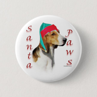 English Foxhound Santa Paws 6 Cm Round Badge