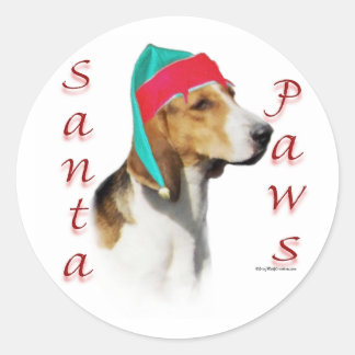 English Foxhound Santa Paws Classic Round Sticker