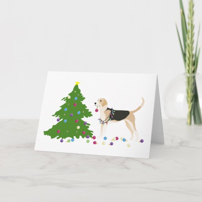 English Foxhound Silhouette Christmas Design Holiday Card (Front)