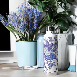English Garden Blue Vintage Floral H2O Companion Water Bottle