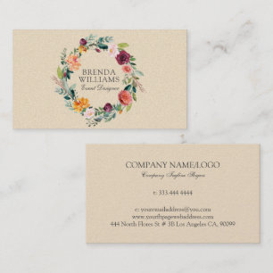 English garden colourful flowers wreath business c card
