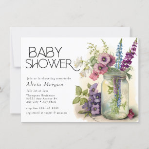 English Garden   Cottage Flowers Baby Shower Invitation