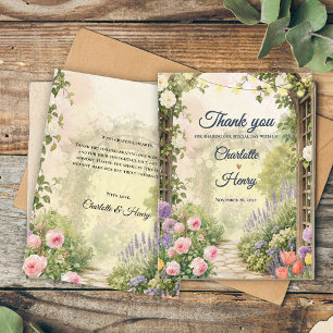 English Garden Floral Arbor Wedding Thank You Postcard