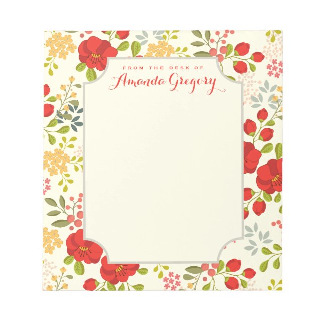 English Garden Floral Personalised Desk Notepad (Front)