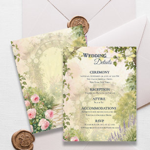 English Garden Floral Wedding Details Information Enclosure Card