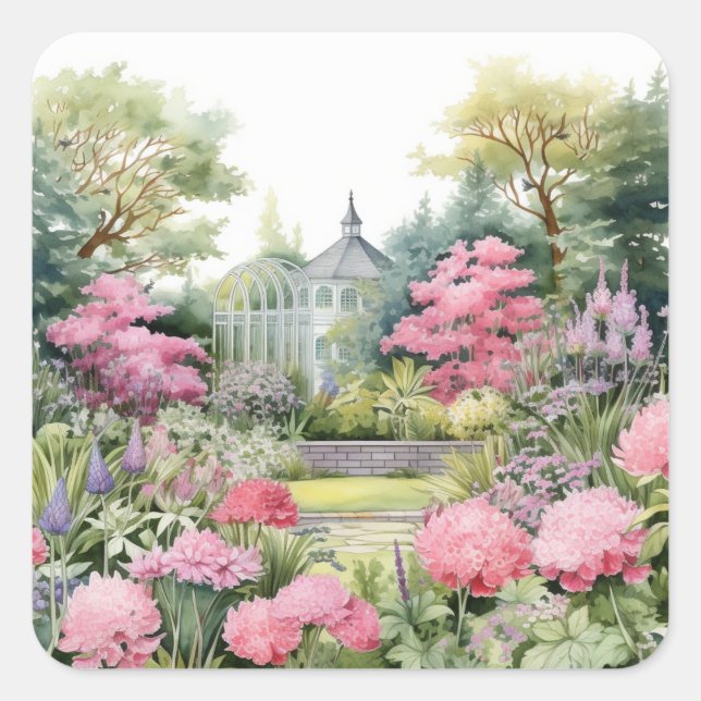 English Garden Landscape Square Sticker (Front)