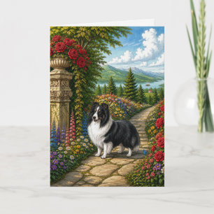 English Garden Shetland Sheepdog Blank Card