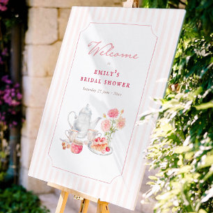 English Garden Tea Party Bridal Shower Welcome Poster
