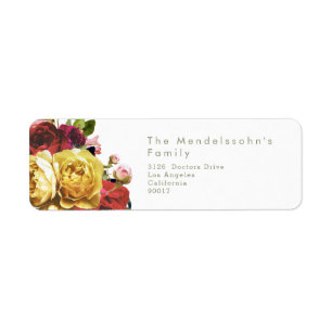English Garden Vintage Rose Wedding return address