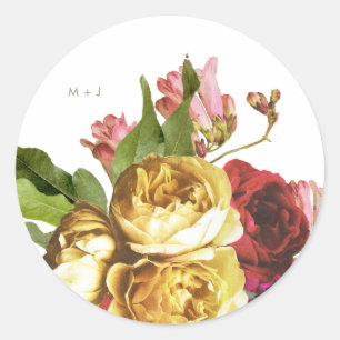 English Garden Vintage Roses Wedding Classic Round Sticker