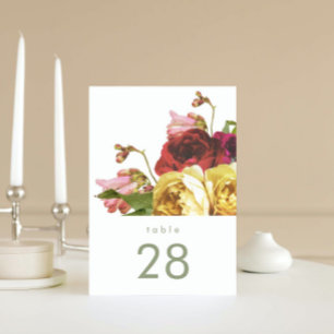 English Garden Vintage Roses Wedding Table Numbers