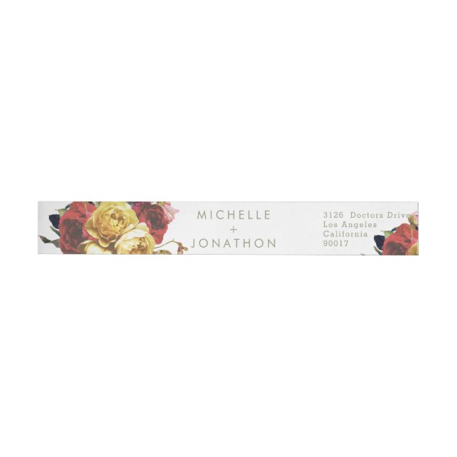 English Garden Vintage Roses Wedding Wrap Around Label (Individual)