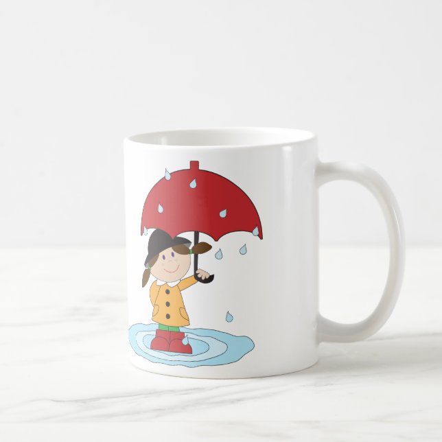 English Girl with umbrella in rain Coffee Mug (Right)