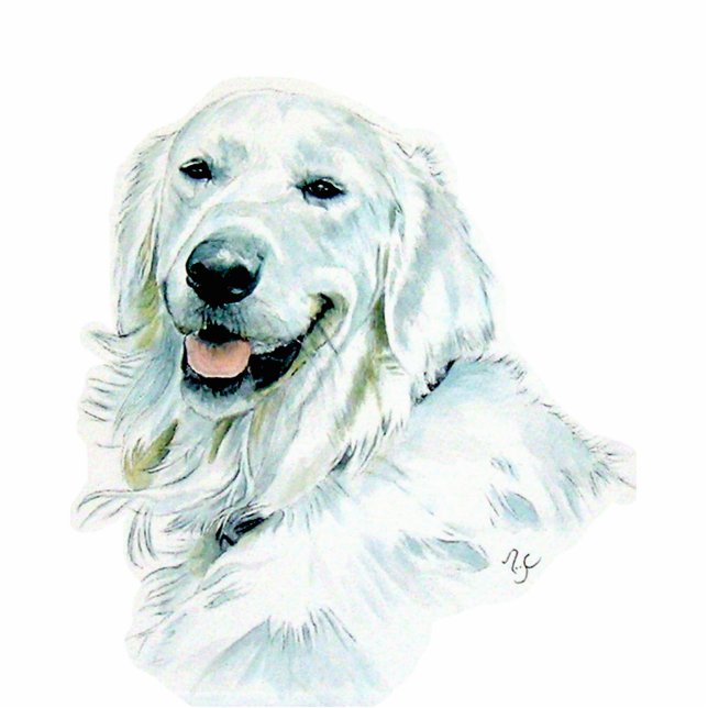English Golden Retriever Sculpture Standing Photo Sculpture (Front)