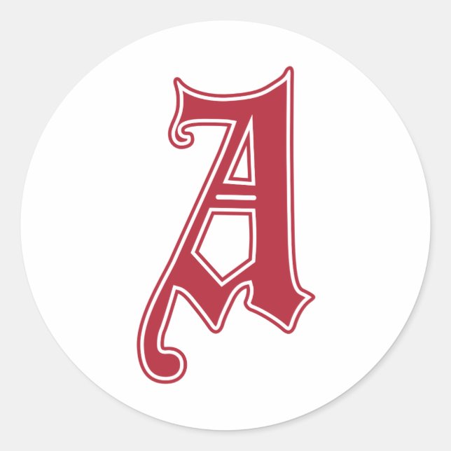 English Gothic Monogram letter A Classic Round Sticker (Front)