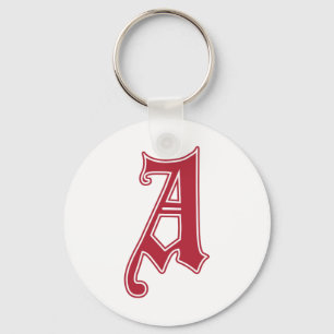 English Gothic Monogram letter A Key Ring