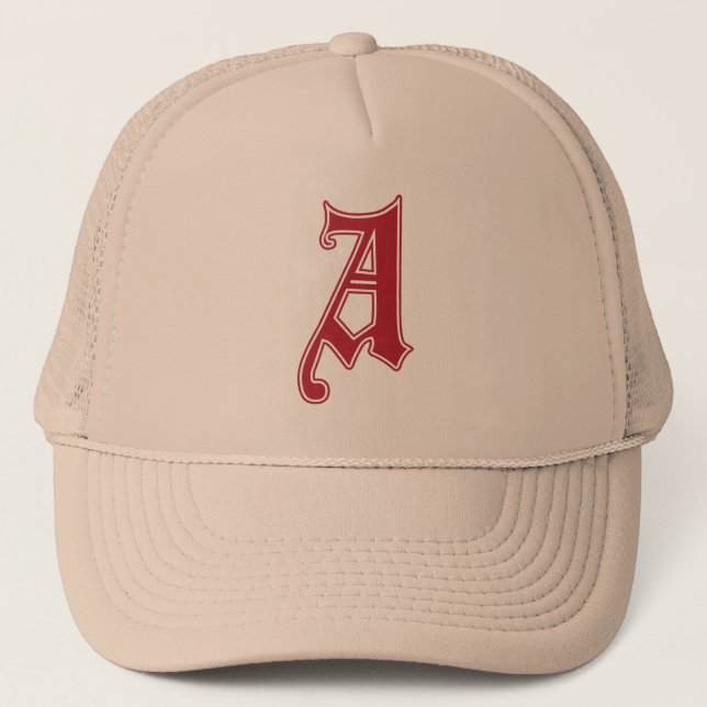 English Gothic Monogram letter A Trucker Hat (Front)