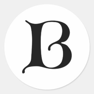 English Gothic Monogram letter B Classic Round Sticker