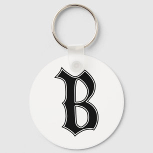 English Gothic Monogram letter B Key Ring