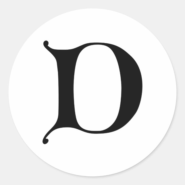 English Gothic Monogram letter D Classic Round Sticker (Front)