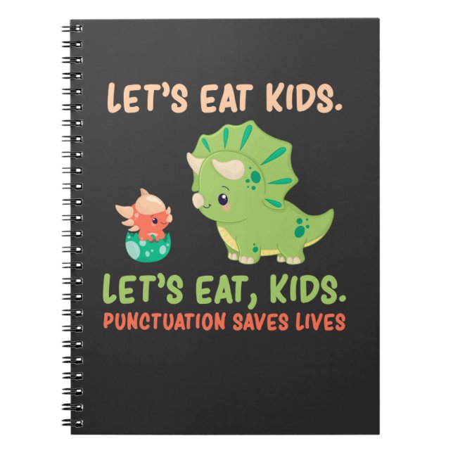 English Grammar Punctuation Humour Trex Dinosaur Notebook (Front)