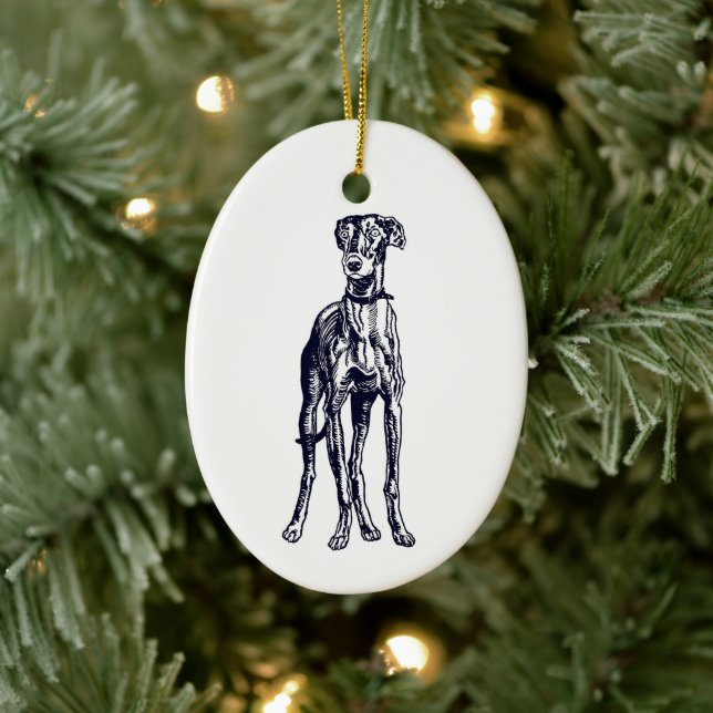English Greyhound Ceramic Tree Decoration (Tree)