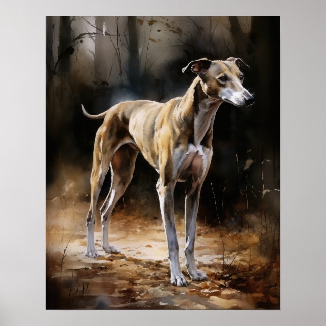 English Greyhound Dog Art Print Poster (Front)
