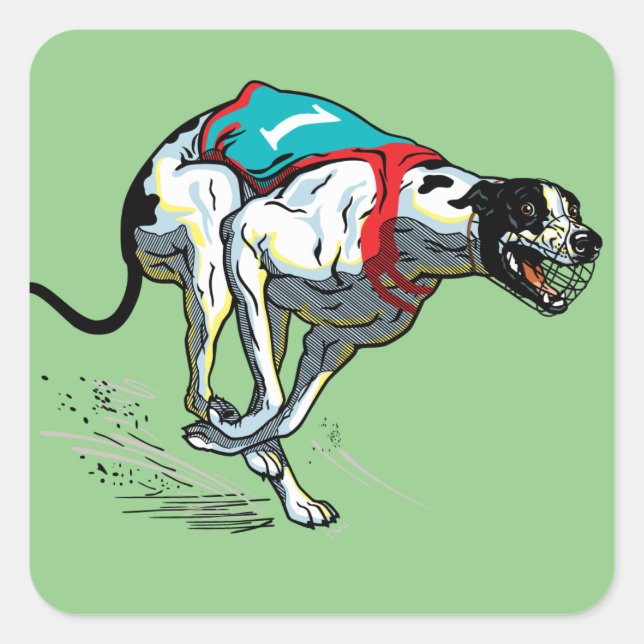english greyhound race dog square sticker (Front)
