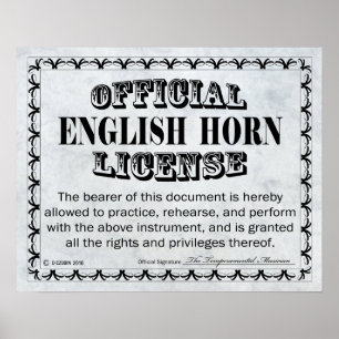English Horn License Poster