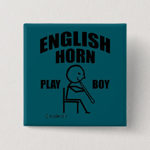 English Horn Play Boy 15 Cm Square Badge